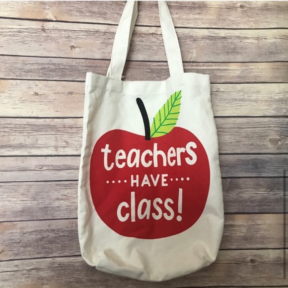 #TeacherLife Handbags - Teachers Have Class! 🍎 Apple Canvas Quote Tote